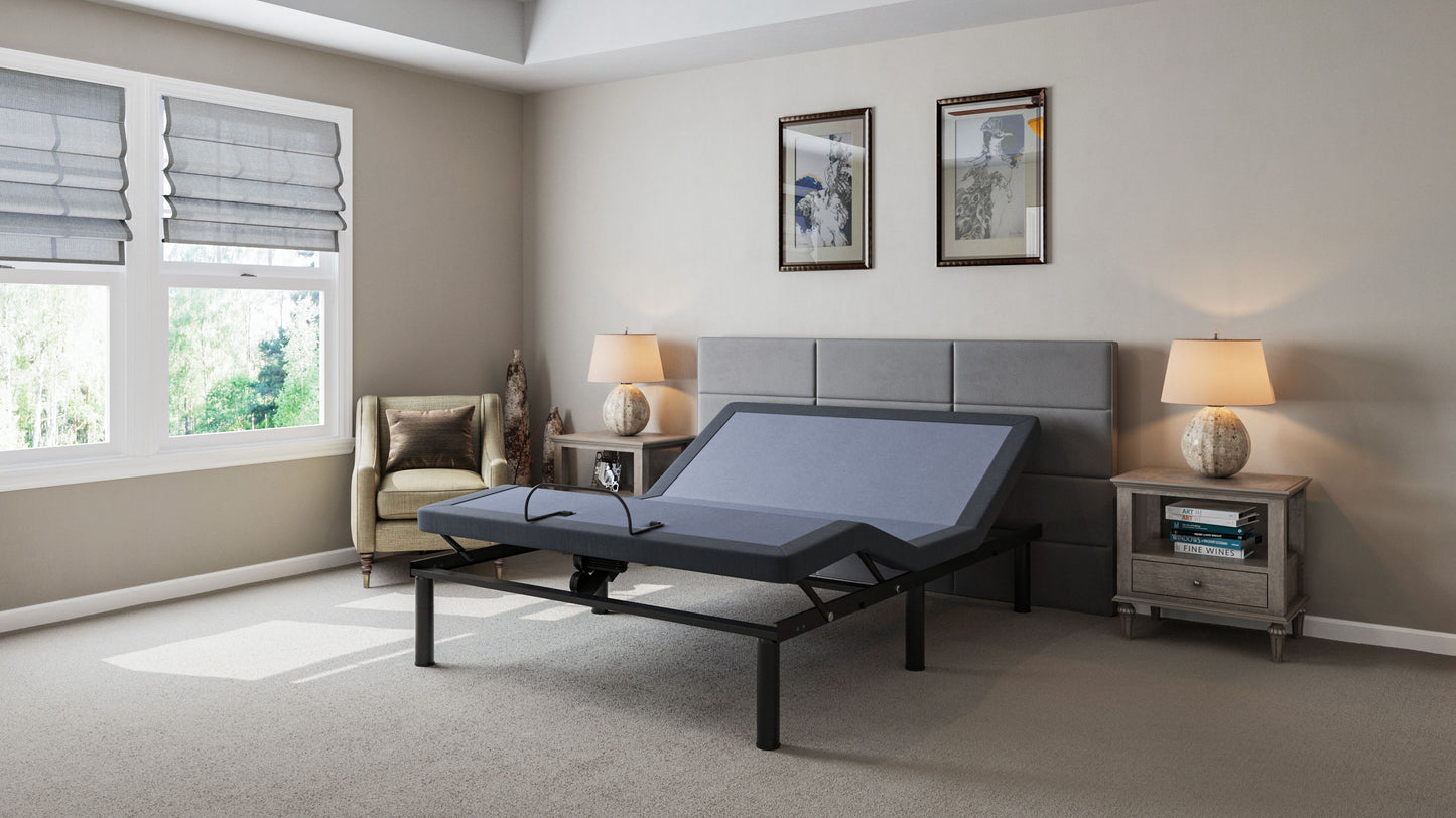 Bt2000 - Full Adjustable Bed Base With Full-Range Positions Adjustment - Blue / Gray
