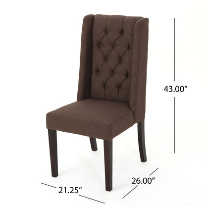 Elegant Tufted Dining Chair (Set of 2) With High Backrest - Dark Brown