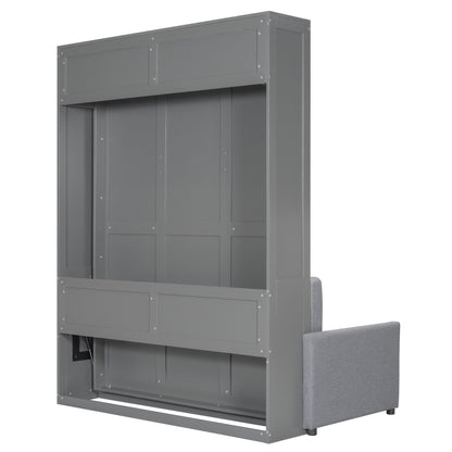 Queen Size Murphy Wall Bed With Cushion - Gray