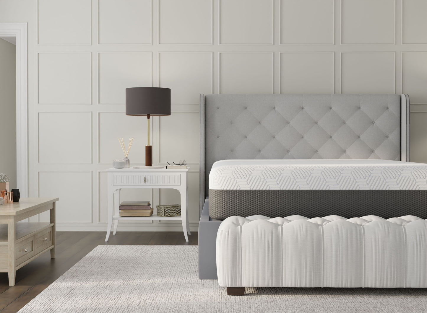 Pur Chill - 12" Full Soft Mattress With Phase Change Cooling Fabric - White / Gray