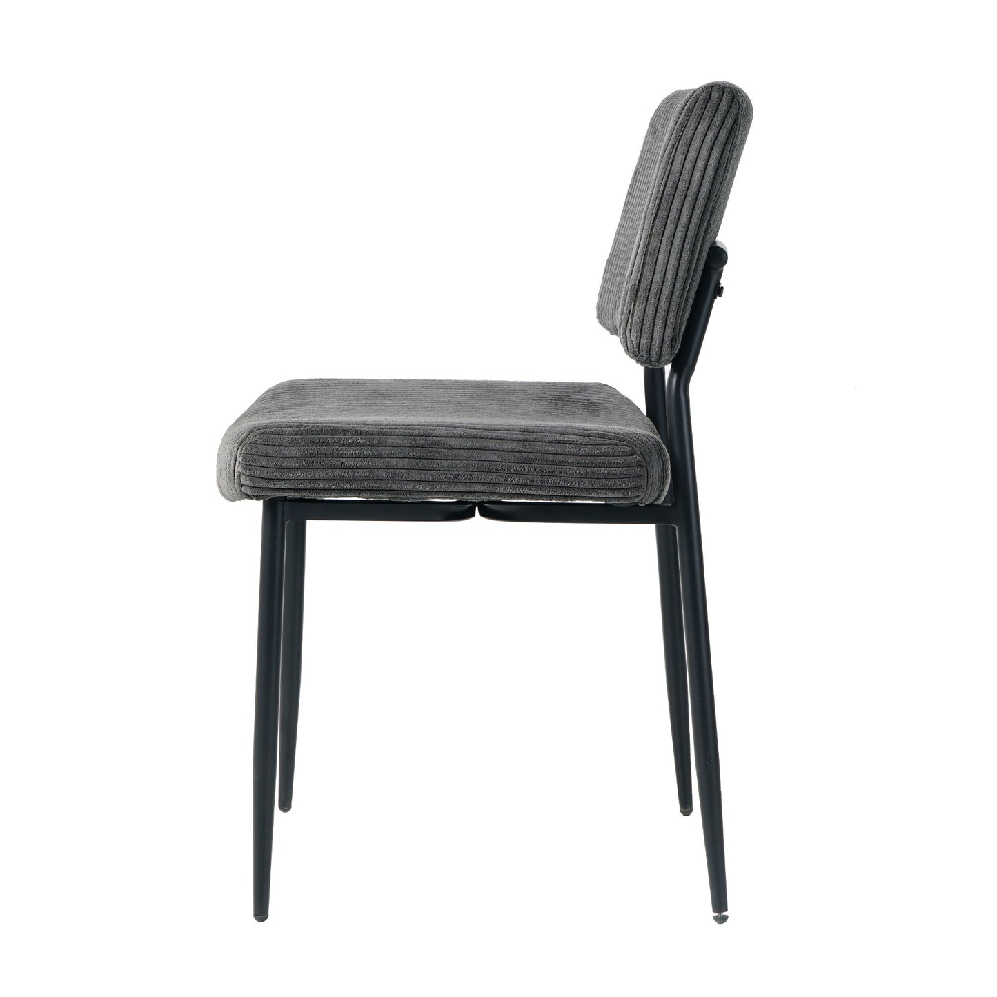 Modern Dining Chair (Set of 2) Fabric Upholstered With Black Metal Legs, Home And Bedroom Use - Gray