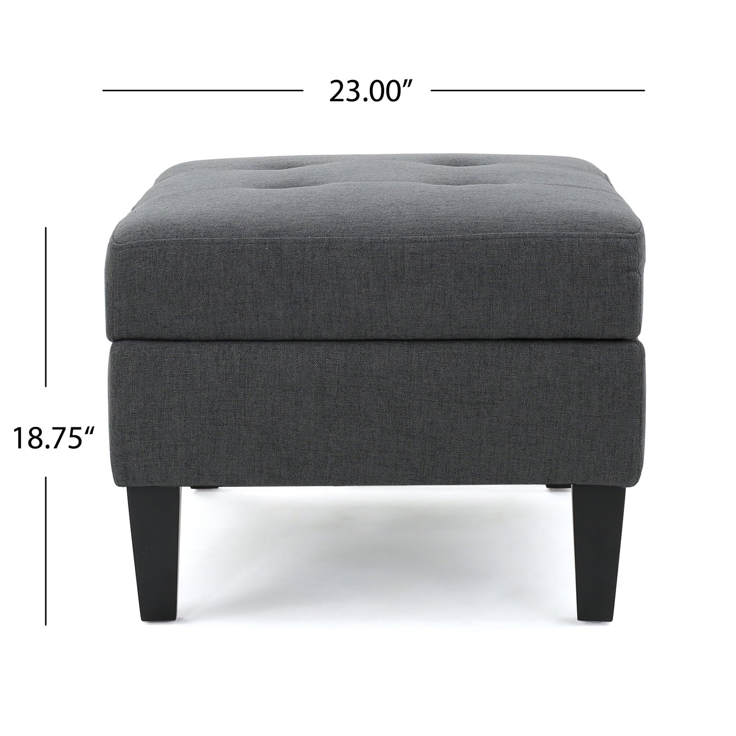 Contemporary Storage Ottoman With Tufted Waffle Stitching - Dark Gray