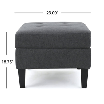 Contemporary Storage Ottoman With Tufted Waffle Stitching - Dark Gray