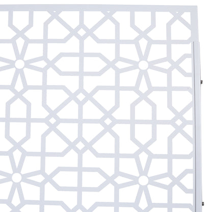 Outdoor & Indoor Metal Privacy Screen Freestanding Decorative Privacy Screen - White