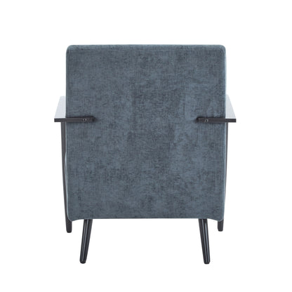Modern Lounge Chair With Polyester Upholstery And Sturdy Metal Frame - Blue Gray