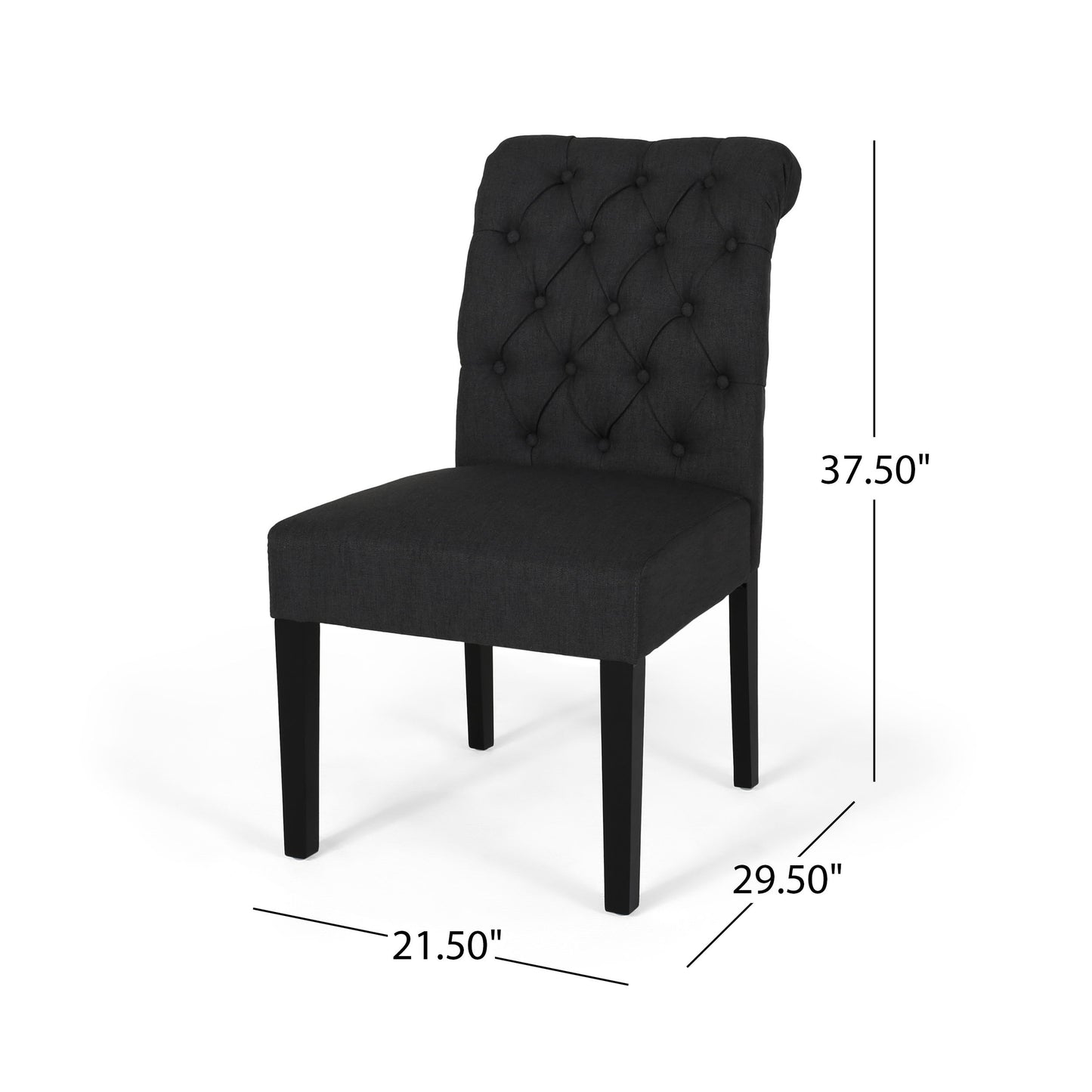 Broxton - Tuft Dining Rolltop Chairs With Button Tufted Backrest (Set of 2) - Dark Gray