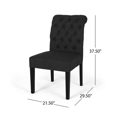 Broxton - Tuft Dining Rolltop Chairs With Button Tufted Backrest (Set of 2) - Dark Gray