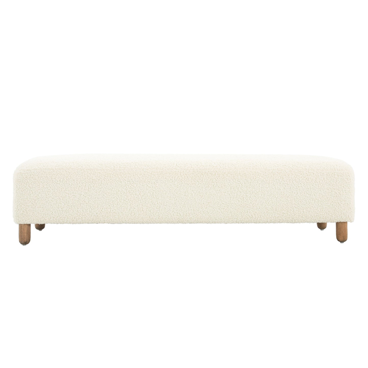 Elegant Ottoman Upholstered Footrest With Durable Polyester Blend And Solid Frame - White