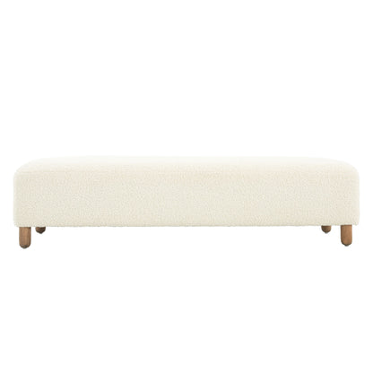 Elegant Ottoman Upholstered Footrest With Durable Polyester Blend And Solid Frame - White