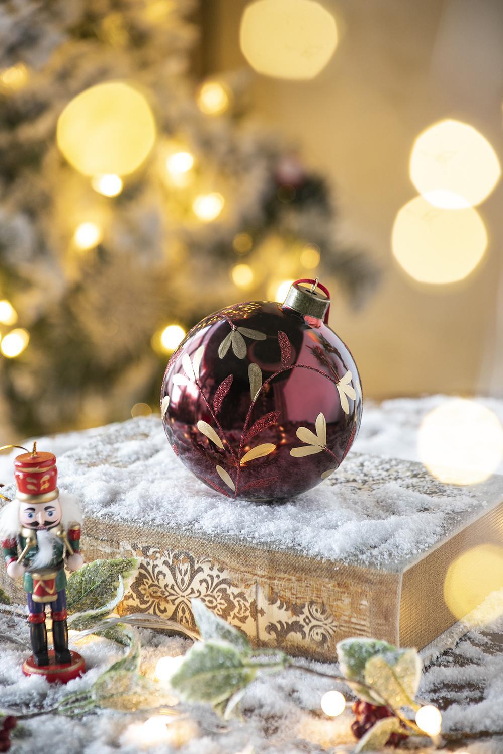 Christmas Ball Ornaments, Glass Decorative Hanging Ball Christmas Tree Ornaments, For Holiday Party Decorations (Set of 4) - Red