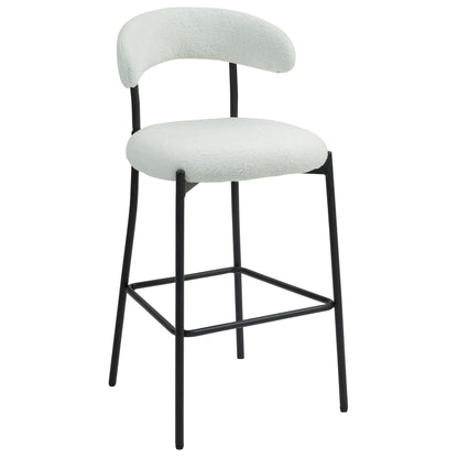 Counter Height Bar Stools Teddy Fabric Cover Kitchen Island Counter Bar Stool With Black Powder Coating Base And Footrest - Snow