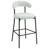 Counter Height Bar Stools Teddy Fabric Cover Kitchen Island Counter Bar Stool With Black Powder Coating Base And Footrest - Snow
