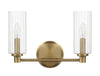 Regal - Double Light Vanity With Clear Ribbed Satin - Antique Brass / Clear