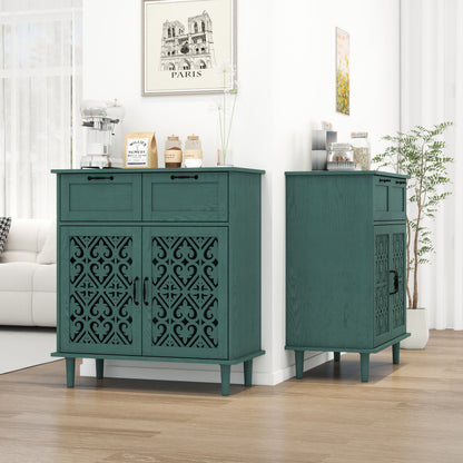 2 Door 2 Drawer Cabinet, American Furniture, Suitable For Bedroom, Living Room, Study - Dark Green