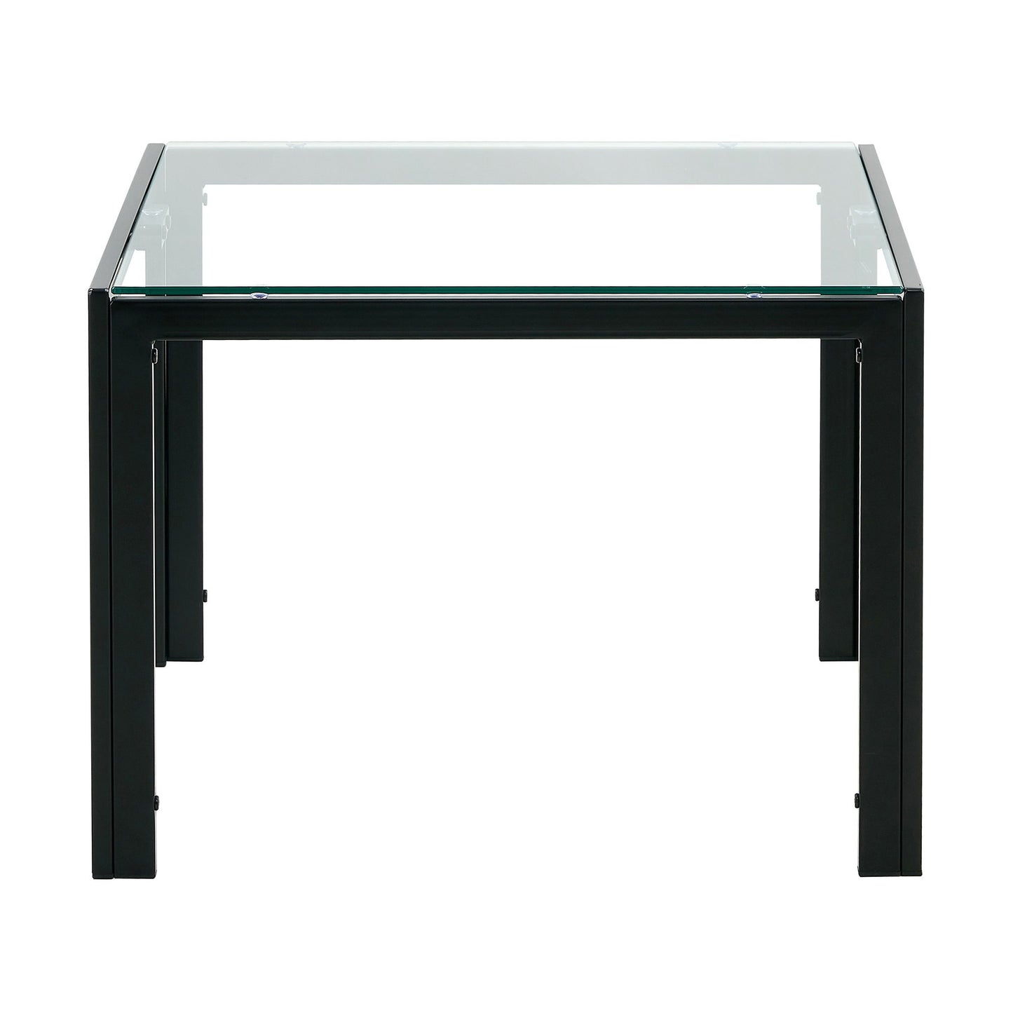 Coffee Table (Set of 2), Square Modern Table With Tempered Glass Finish For Living Room - Transparent / Black