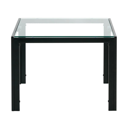 Coffee Table (Set of 2), Square Modern Table With Tempered Glass Finish For Living Room - Transparent / Black