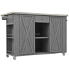 Outdoor Kitchen Island Fir Wood Kitchen Island With Stainless Steel Top, Ample Storage Space, Towel And Spice Racks And A Bottle Opener For Outdoor - Gray