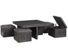 Moseberg - Oak Coffee Table With Storage Stools (Set of 5) - Gray
