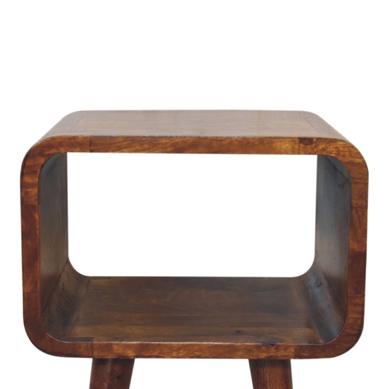 Mini Curved Open Bedside Table - Brown