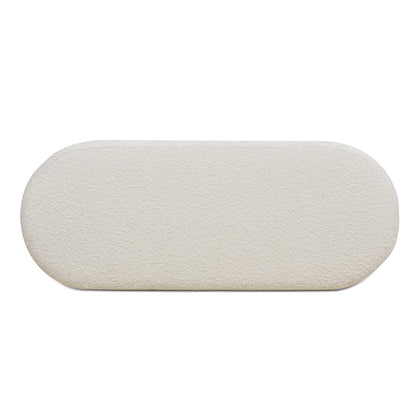 Fuji - Upholstered Oval Storage Bench - Ivory White