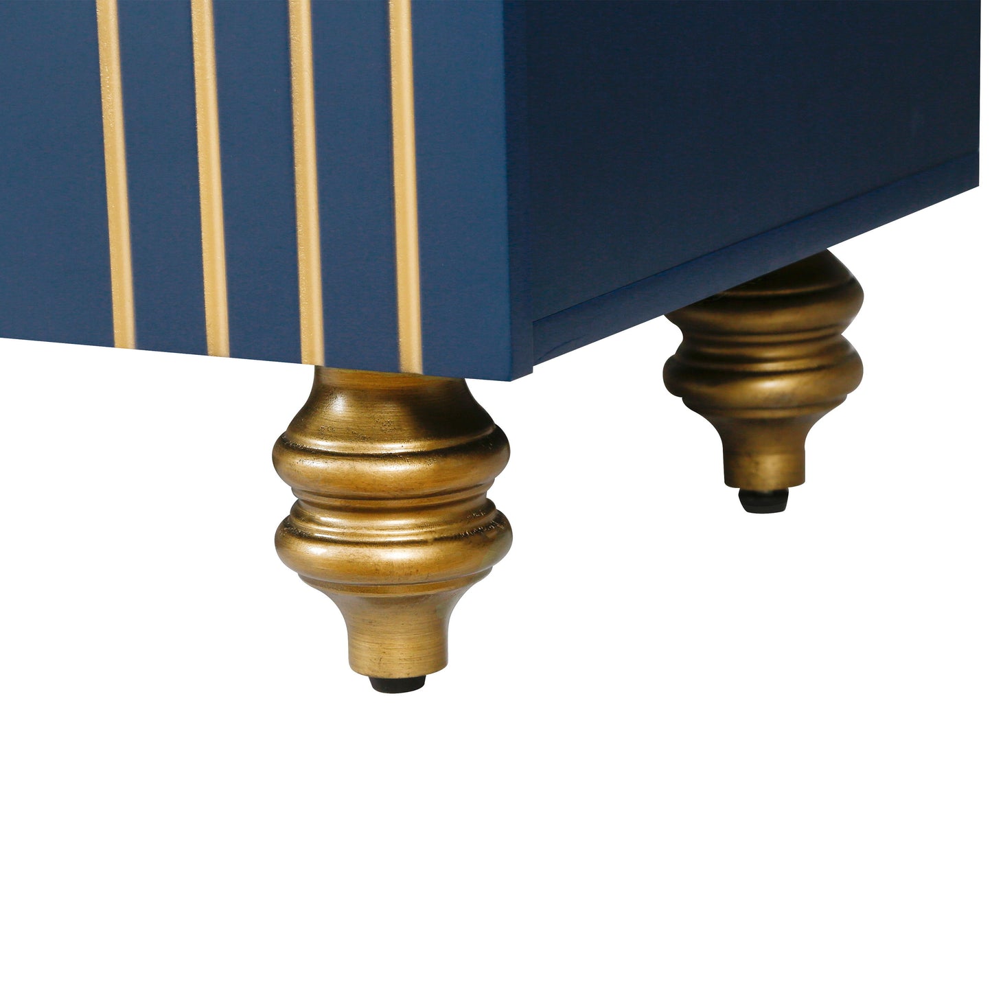 Modern Fluted Sideboard Buffet With Adjustable Shelves, Curve Element With Strict Lines - Navy Blue