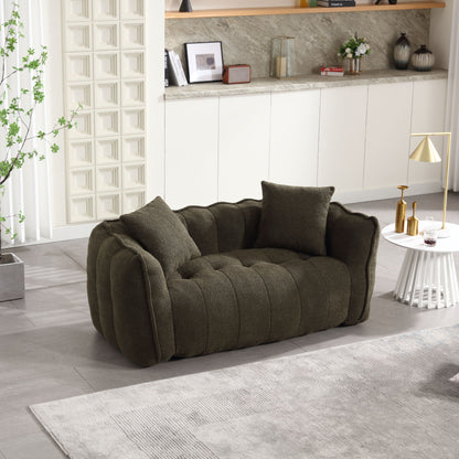 Soft Beanbag Chair With High Resilience Foam Core For Two People - Olive Green