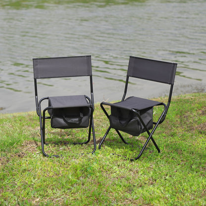Folding Outdoor Chairs With Storage Bag, Portable Chair For Indoor, Outdoor Camping, Picnics And Fishing (Set of 2) - Gray