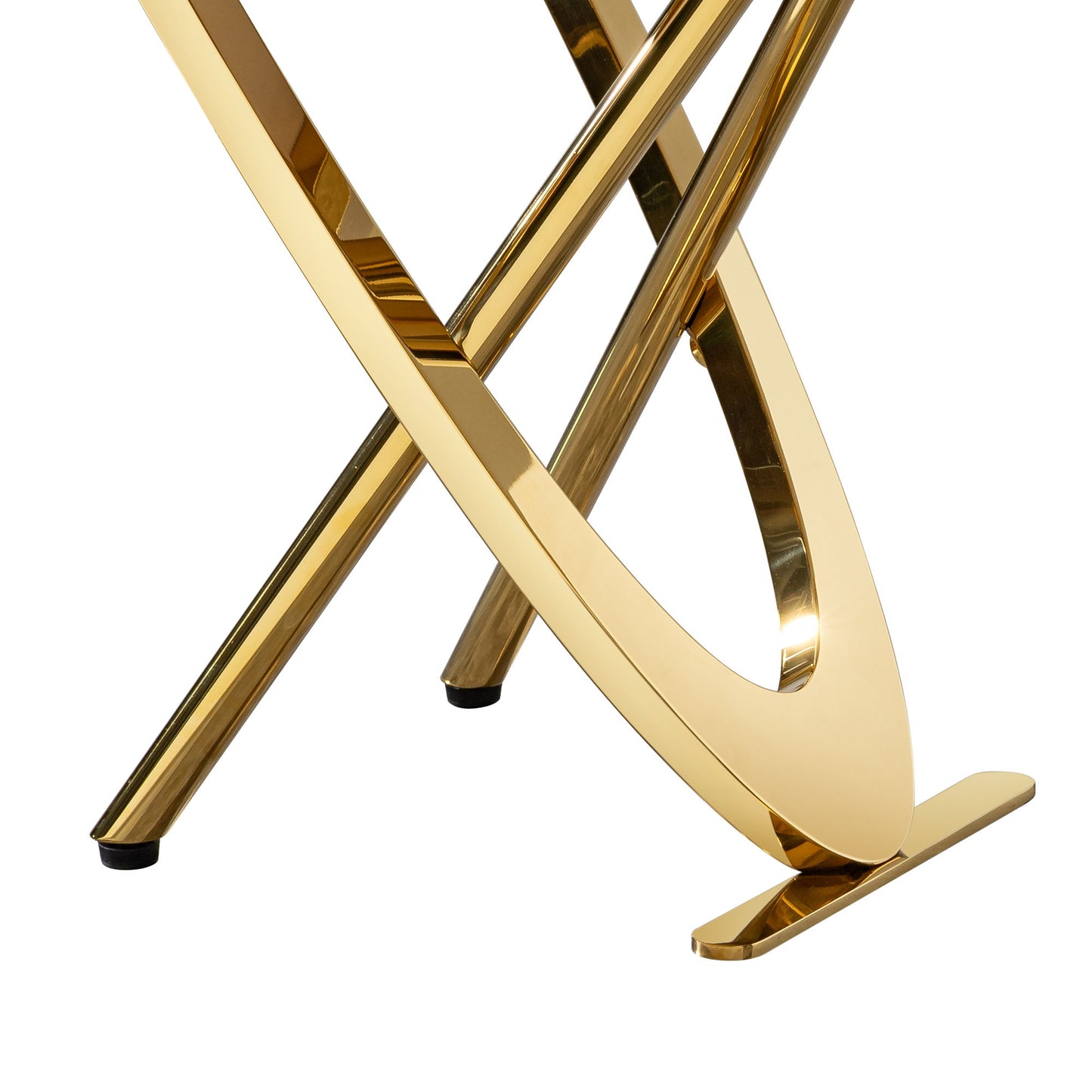 Contemporary Marble Pattern Top Side End Table With Stainless Steel Base, Square Shape - Gold