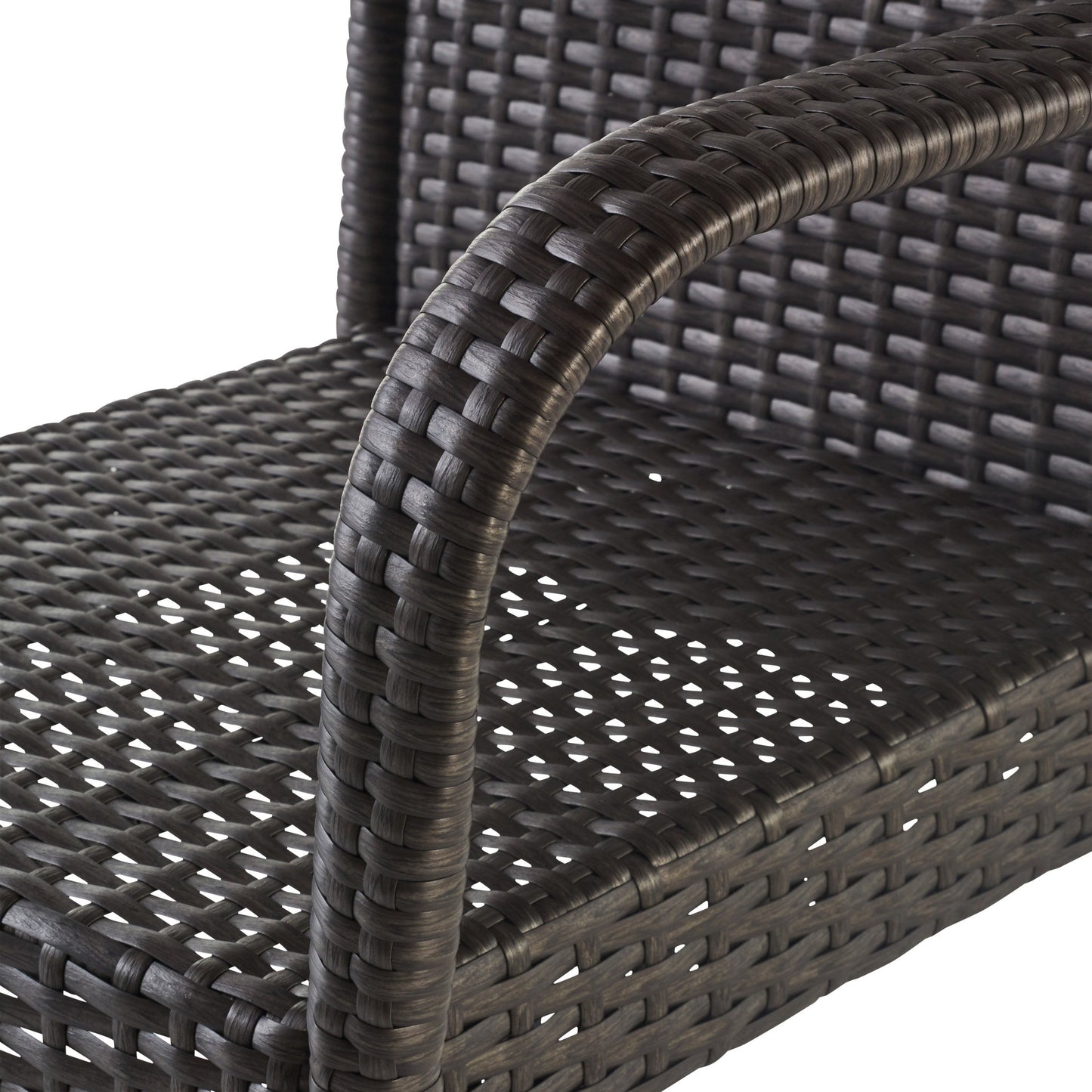 Outdoor Wicker Barstools Faux Rattan Iron Frame (Set of 2) - Gray