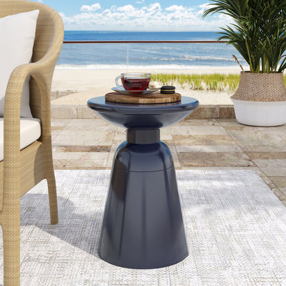 Outdoor Metal End Table Large - Navy Blue