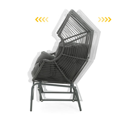 Palos - Outdoor Wicker Glider Chair - Dark Gray