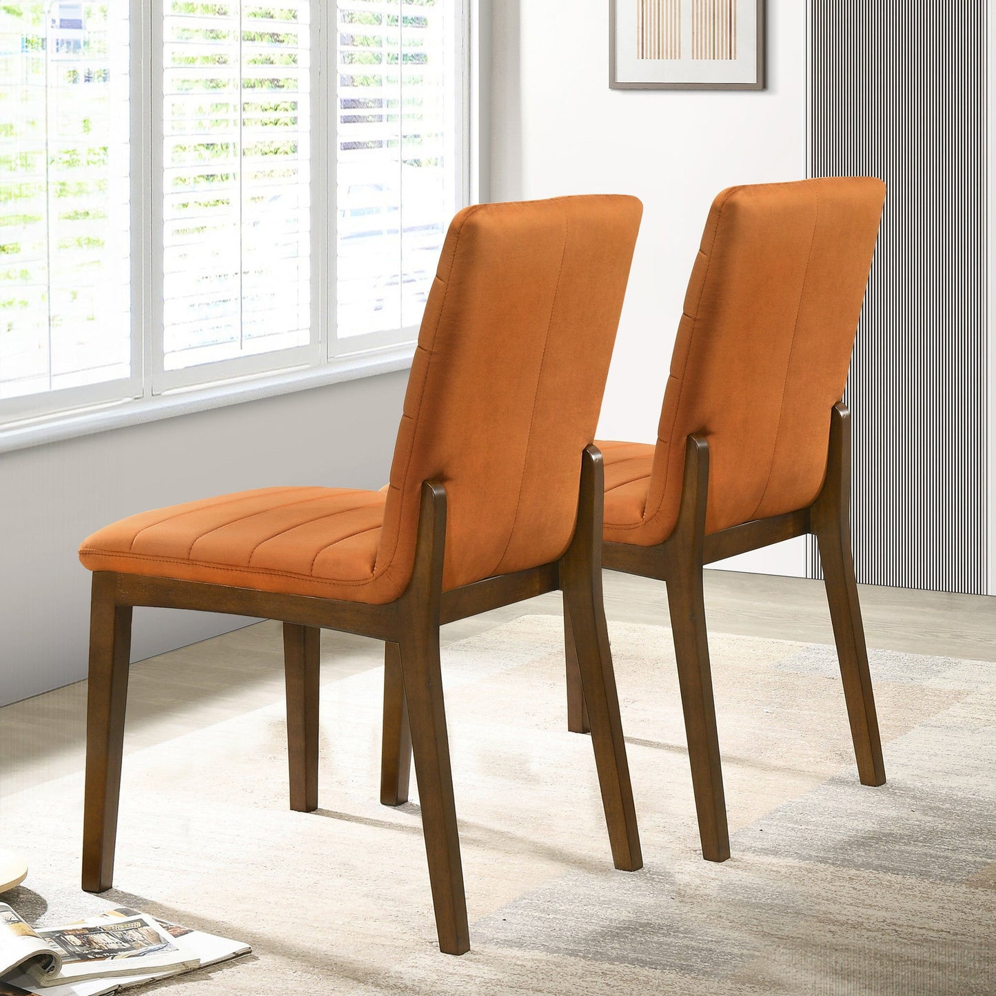 Ines - Dining Chair (Set of 2) - Brown / Burnt Orange