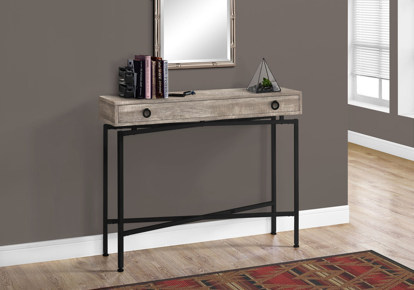 Accent Console Table For Entryway, Storage Drawer, Modern - Taupe