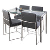Fuji - High Back Contemporary Dining Set, Glass 5 Piece - Gray