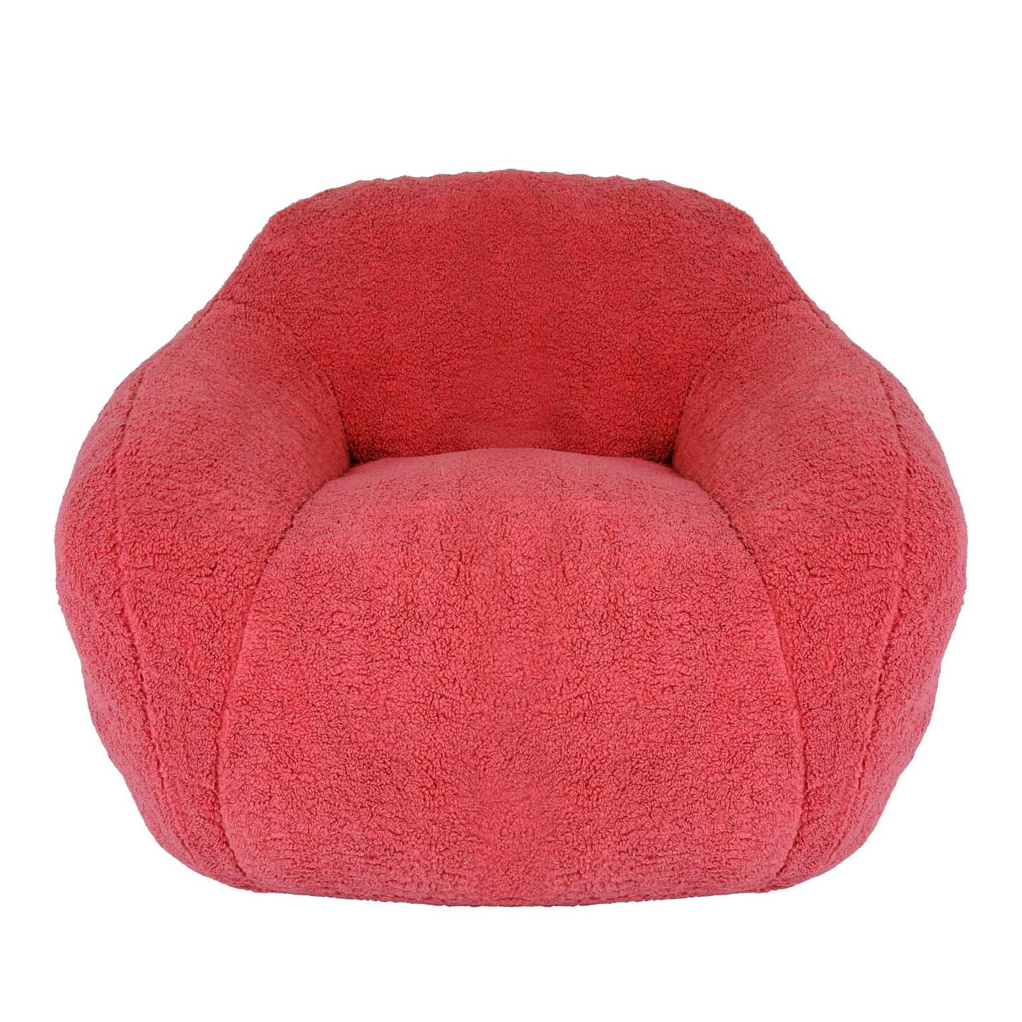 Giant Bean Bag Chair For Adults, Spacious Memory Foam Bean Bag Sofa With Armrests Teddy Fabric, Comfy Seating For Living Room Or Bedroom - Pink