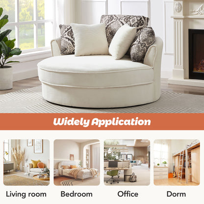 Swivel Accent Barrel Chair With 5 Movable Pillow 360 Degree Swivel Round Sofa Chair For Living Room, Bedroom, Hotel - Beige
