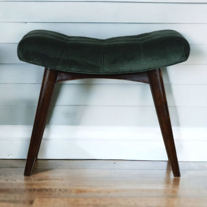 Velvet Curve Bench - Emerald