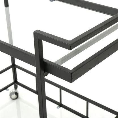2 Tier Bar Cart, Utility Cart, Rolling Serving Cart, Kitchen Cart With Storage Shelves - Black