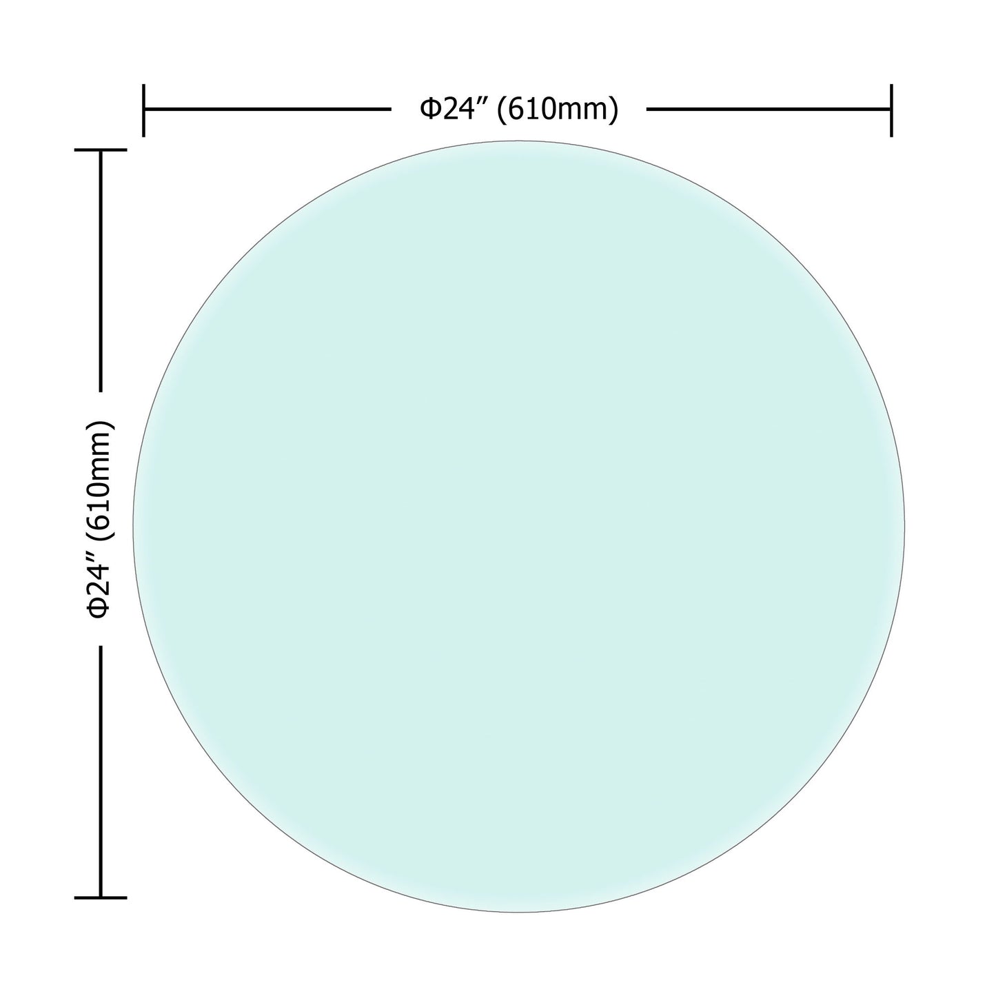 24" Round Tempered Glass Table Top Clear Glass 2 / 5" Thick Beveled Polished Edge - Transparent