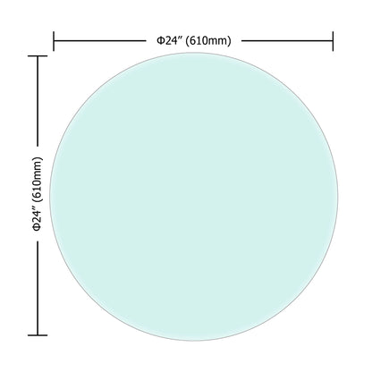 24" Round Tempered Glass Table Top Clear Glass 2 / 5" Thick Beveled Polished Edge - Transparent