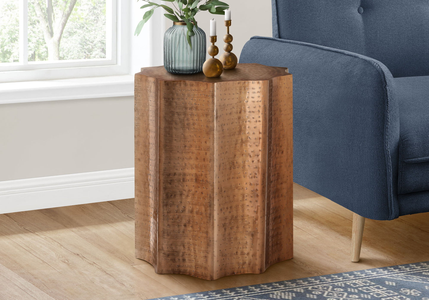 Drum Accent Side Table, Contemporary - Copper