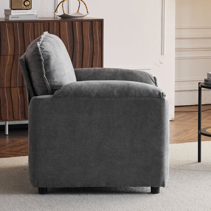 Oversized Reading Armchair With Thick Cushions, High Back Support - Gray