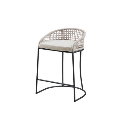 Woven Counter Stool With Upholstered Seat - Natural