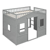 Full Size House Loft Bed With Ladder - Gray