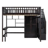 Full Size Loft Bed With Bookshelf, Drawers, Desk, And Wardrobe - Espresso