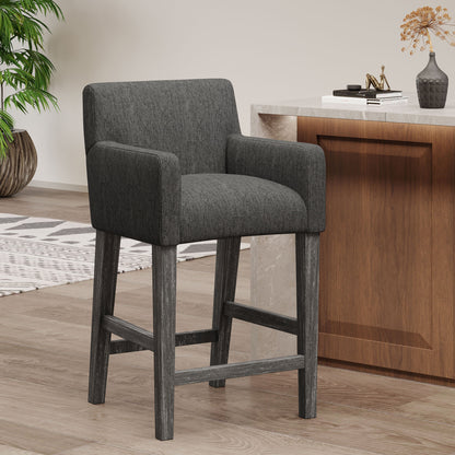 Serenitia - Upholstered Counter Chair With Straight Arm - Charcoal