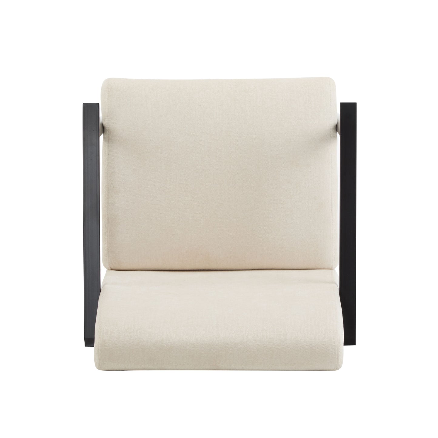 Modern Lounge Chair With Polyester Upholstery And Sturdy Metal Frame - Beige