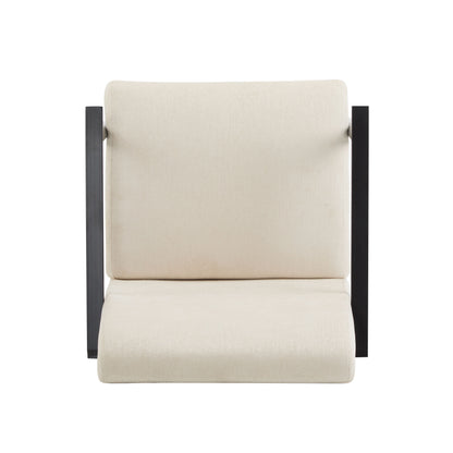 Modern Lounge Chair With Polyester Upholstery And Sturdy Metal Frame - Beige