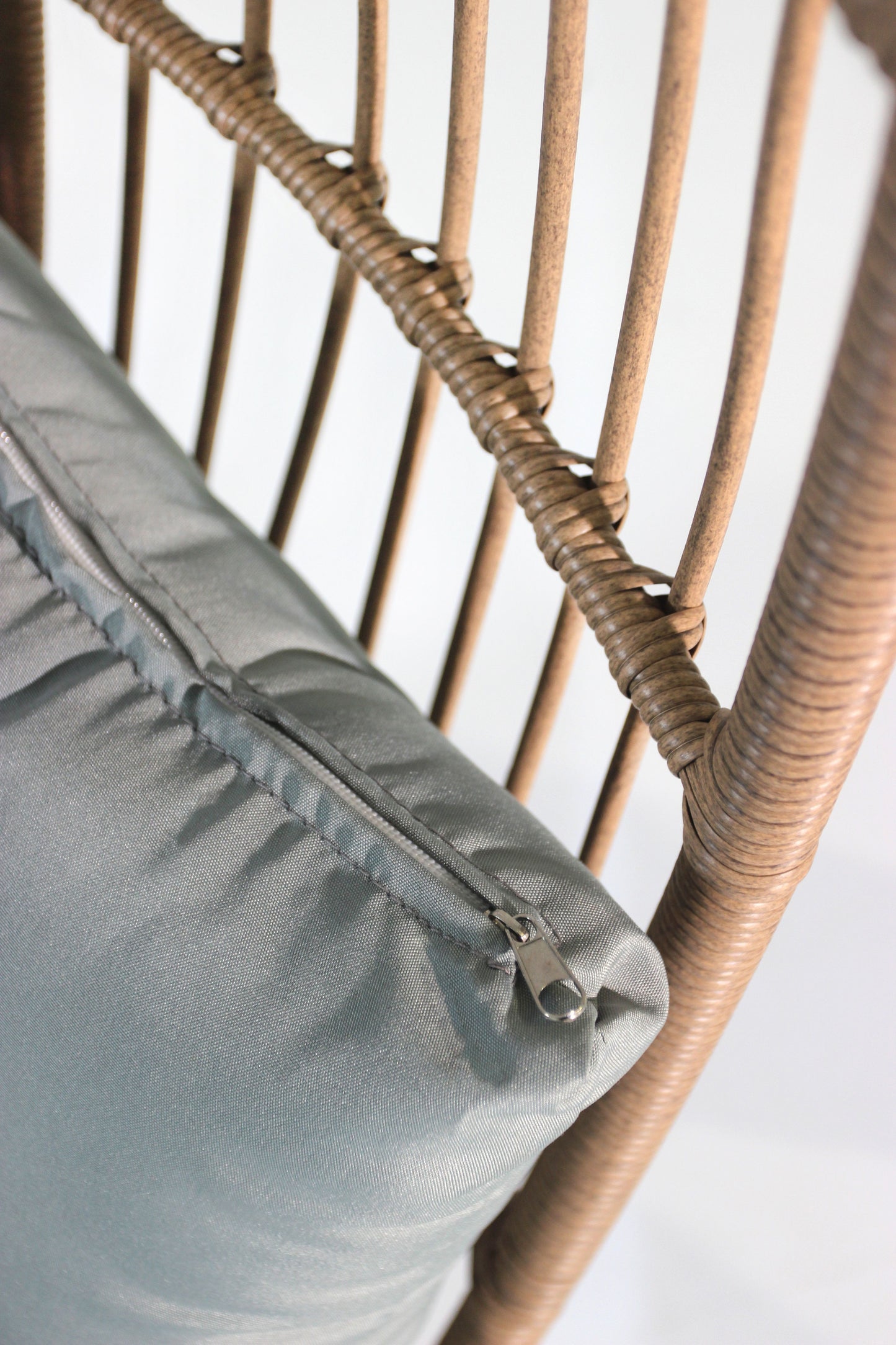 Outdoor Garden Wicker Egg Chair And Footstool Patio Chaise, With Cushions, Outdoor Indoor Basket Chair - Blue / Neutral
