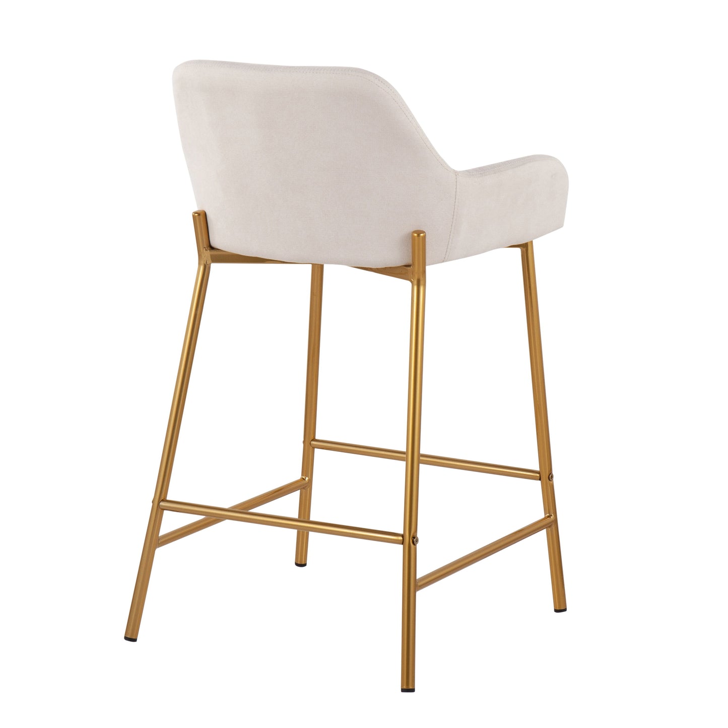 Daniella - Contemporary / Glam Fixed Height Counter Stool (Set of 2) - Gold / Cream
